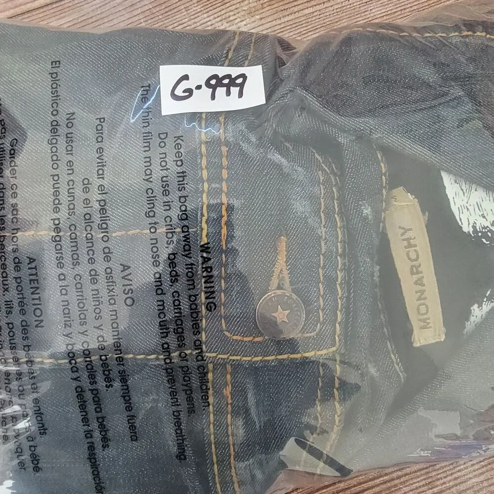 Vintage Y2K Monarchy Los Angeles Denim Jacket Mens Size S/M Grunge Button L/S